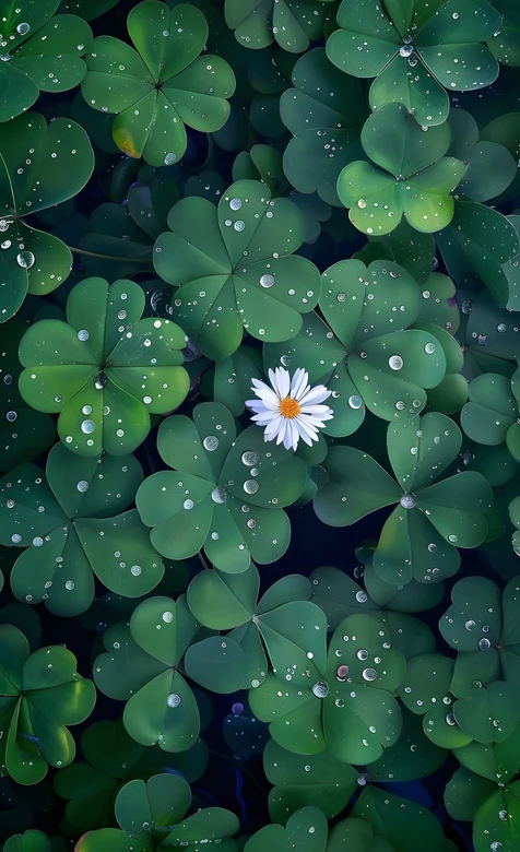 唯美清新三叶草雏菊·治愈系绿植手机壁纸