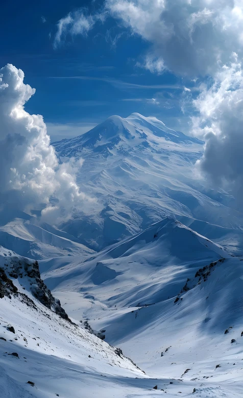 厄尔布鲁士山·唯美雪峰云海 高质感雪山手机壁纸