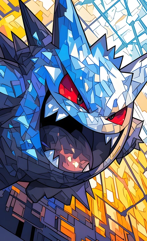 宝可梦·冰系结晶怪兽 彩色玻璃风 高燃战斗壁纸