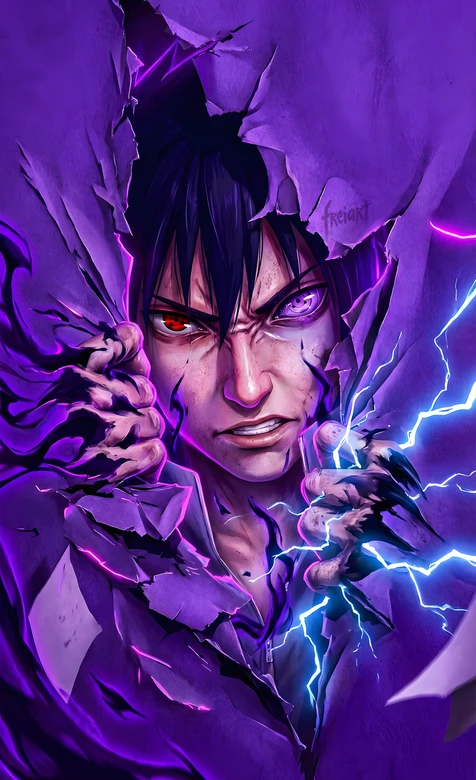 宇智波佐助·写轮眼轮回眼雷遁 暗黑炫酷火影忍者壁纸