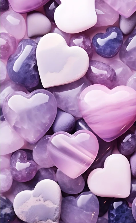 紫粉爱心宝石·唯美治愈 浪漫紫色系手机壁纸