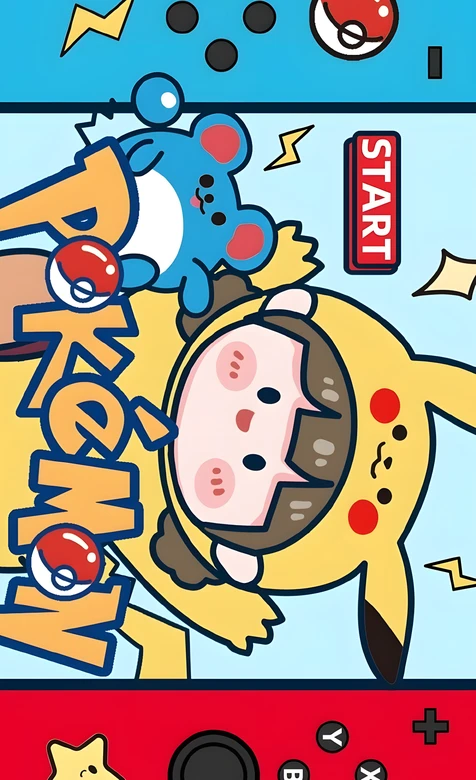 宝可梦·皮卡丘服角色+蓝色宝可梦 可爱游戏风 精灵宝可梦壁纸