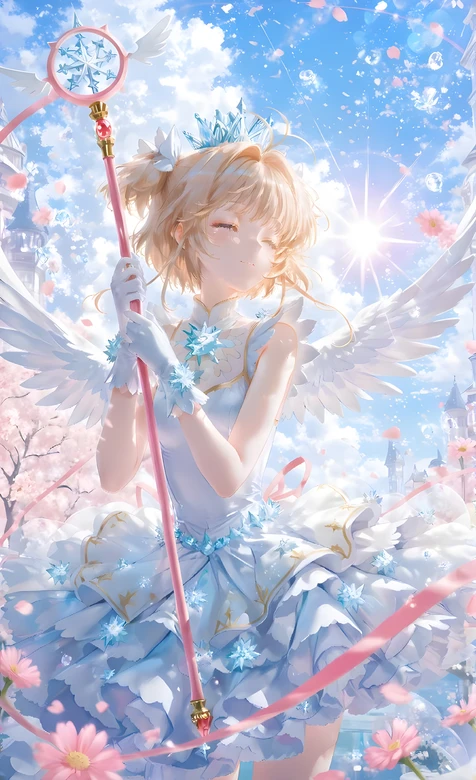 木之本樱·冰晶翅膀 唯美二次元魔卡少女樱壁纸