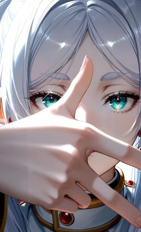 银发绿瞳少女·宝石饰服·二次元唯美 动漫风高人气手机壁纸