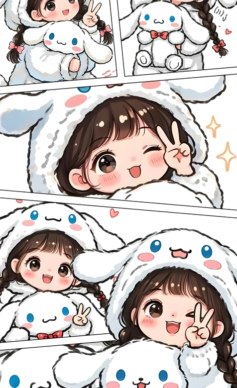 穿玉桂狗服饰卡通女孩·可爱国漫风·三丽鸥治愈壁纸