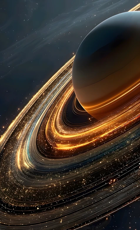 科幻唯美宇宙行星环·粒子发光星空手机壁纸
