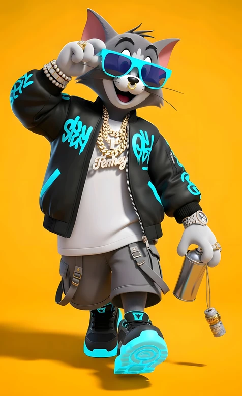 汤姆（猫和老鼠）嘻哈潮酷风 潮流穿搭卡通壁纸