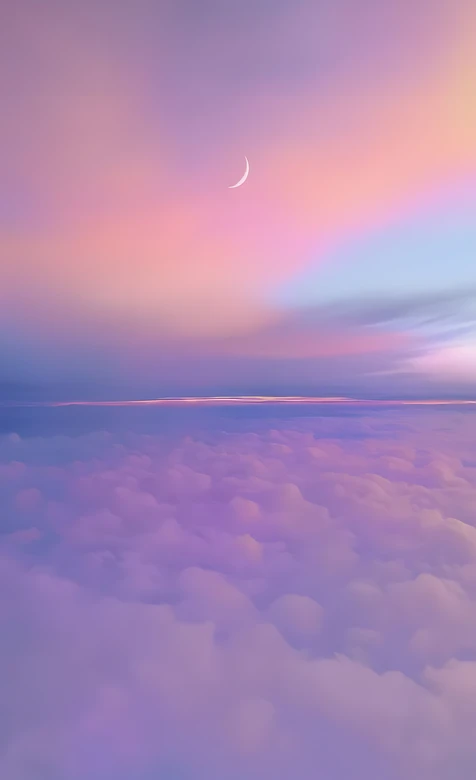 云海月牙·梦幻粉紫唯美风 治愈系天空壁纸
