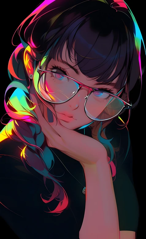 炫彩霓虹少女·眼镜渐变发 高人气个性壁纸