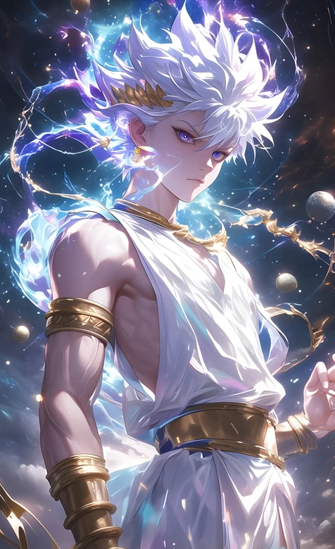 星空神使·白发金饰少年 唯美奇幻动漫风手机壁纸（高热度竖屏）