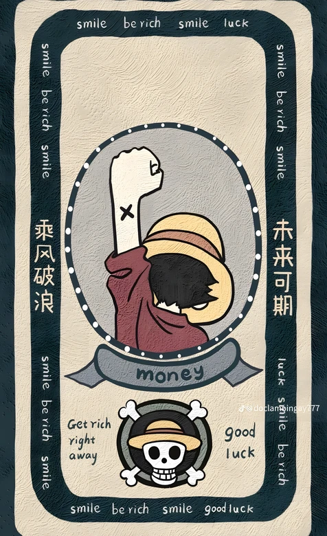 路飞·握拳背影 海贼王复古卡通手机壁纸 乘风破浪未来可期