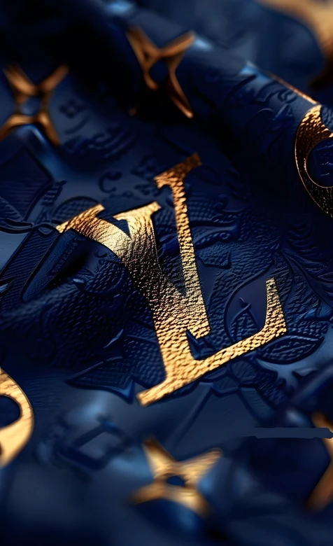LV金色LOGO·奢华压纹深蓝色 高端品牌手机壁纸推荐