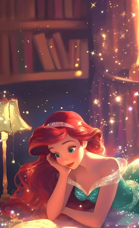 爱丽儿·小美人鱼 唯美梦幻风迪士尼动画壁纸（书籍星光主题）