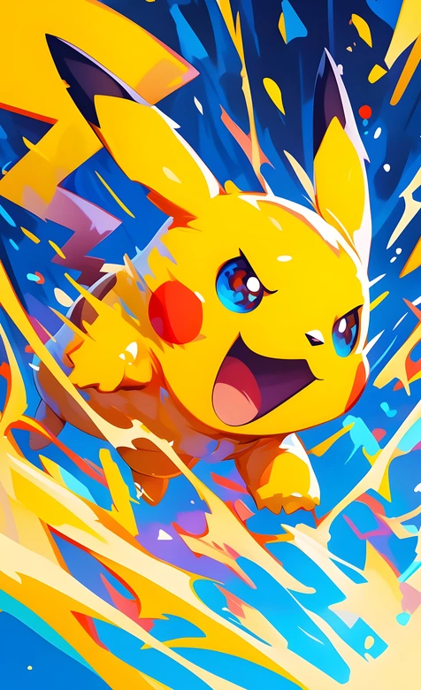 皮卡丘·电光迸发 动漫炫彩风 宝可梦热血手机壁纸精选