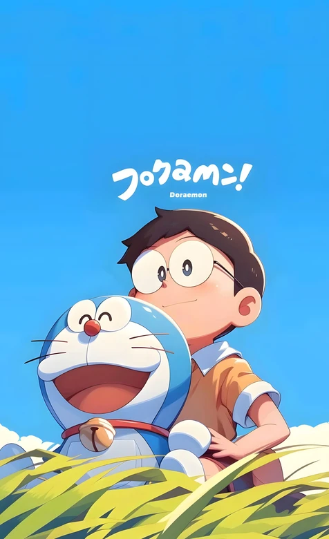 哆啦A梦大雄相伴 日系清新治愈系手机壁纸 童年回忆风