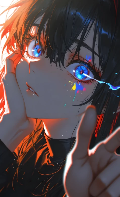 二次元暗黑风炫彩眼眸少女 个性手机壁纸热选