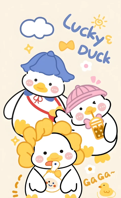 三只Lucky Duck·治愈系卡通 萌趣鸭群高适配手机壁纸