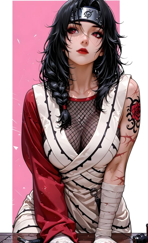 火影护额女忍者·玫瑰纹身渔网装 二次元超飒壁纸 高人气动漫风壁纸