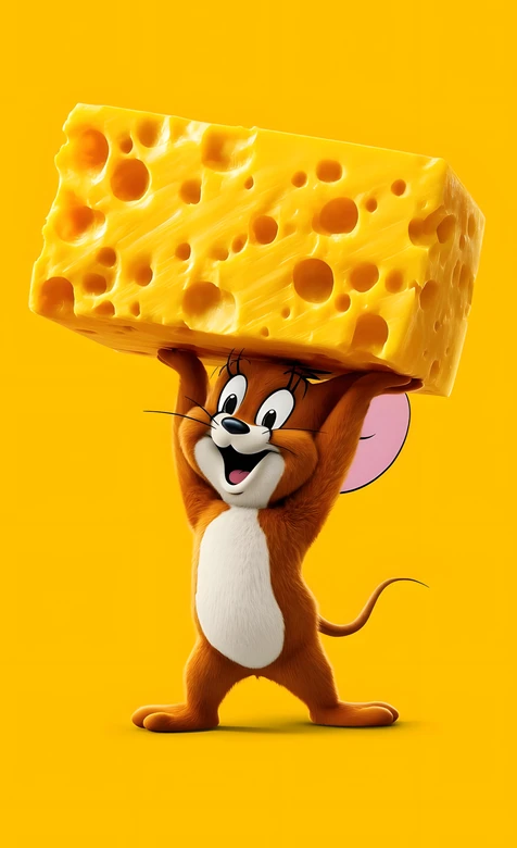 Jerry·举巨型奶酪 猫和老鼠国漫风 经典动画角色壁纸