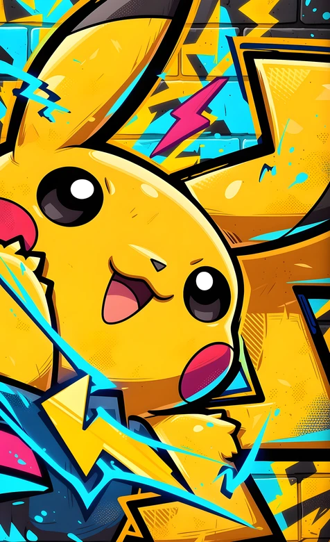 皮卡丘·街头涂鸦风 热门宝可梦手机壁纸