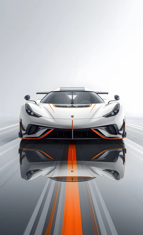 白色超跑·橙线科技极简风 超跑手机壁纸