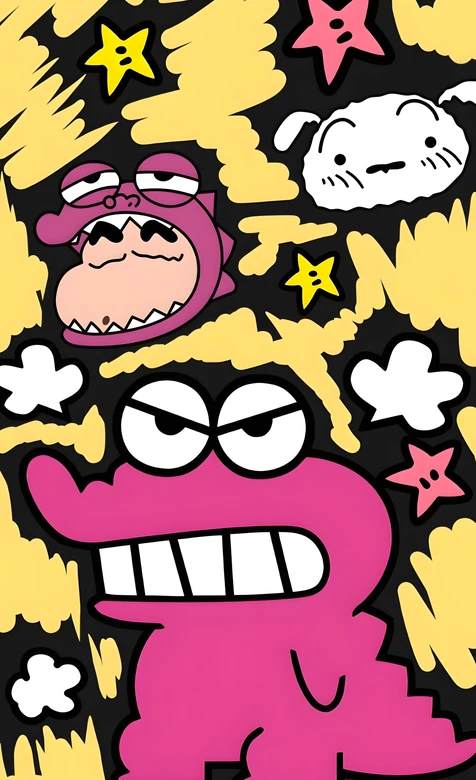 蜡笔小新·鳄鱼山&小白 卡通日漫风 热血涂鸦日漫壁纸热搜款