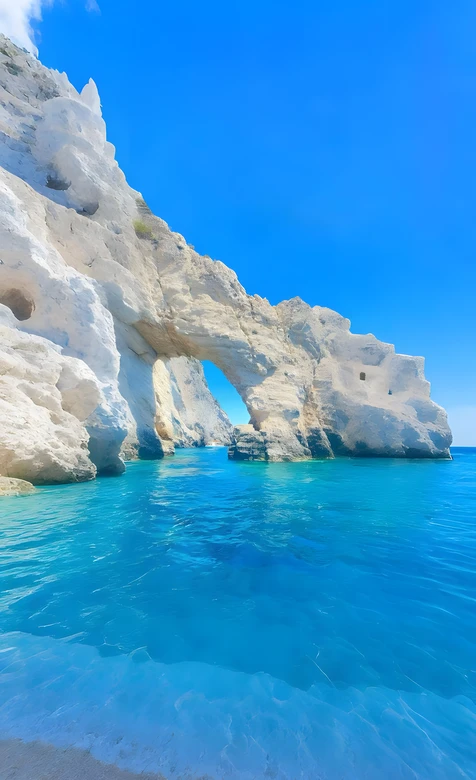 白色岩拱海岸·唯美清新风 海边自然奇观高清手机壁纸