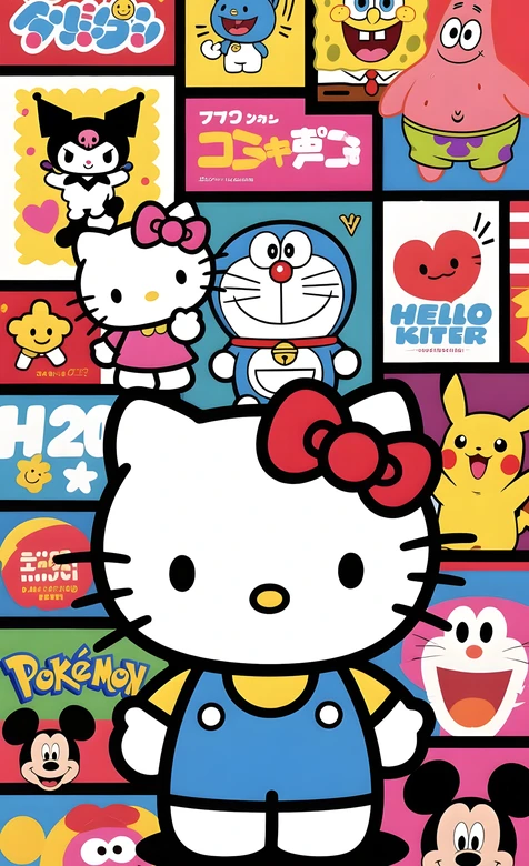 Hello Kitty·卡通IP拼贴 日系可爱风手机壁纸（经典角色集合）