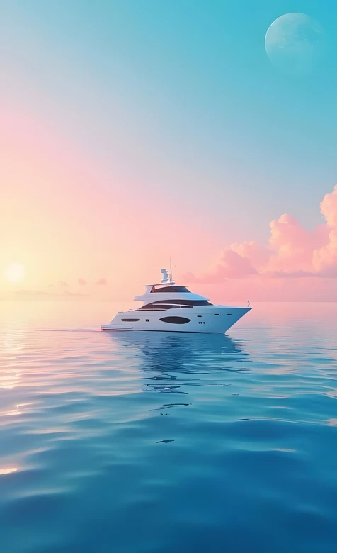 游艇海面·唯美梦幻日出 清新治愈手机壁纸