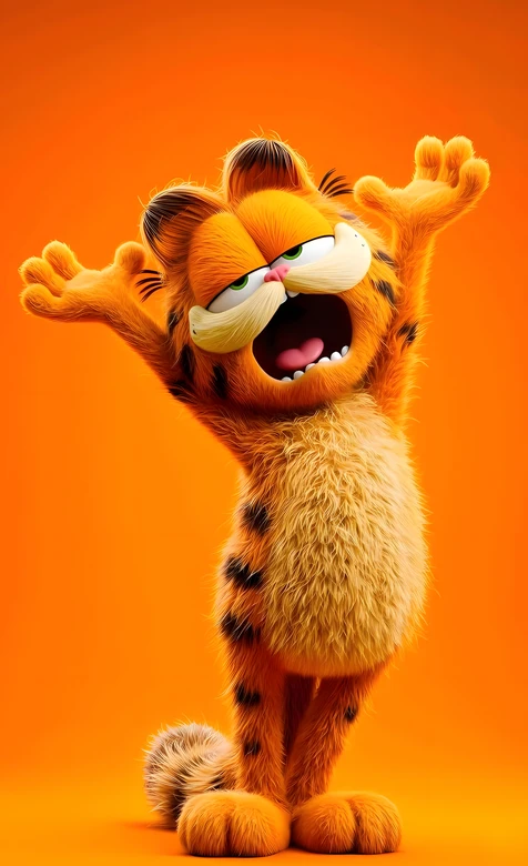 加菲猫·哈欠伸懒腰 3D毛绒卡通动画治愈壁纸