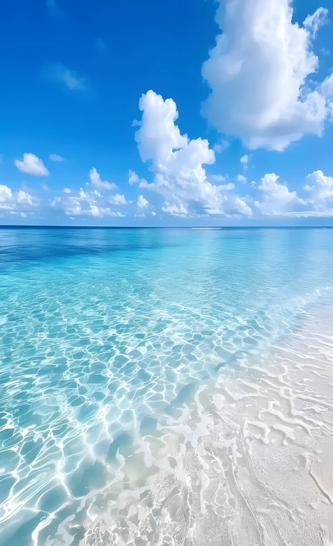 澄澈蓝海白沙滩·唯美清新 热带海滨手机壁纸