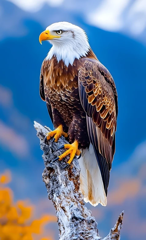 白头鹰·威严写实风 山野王者栖息枯木 高质感动物壁纸