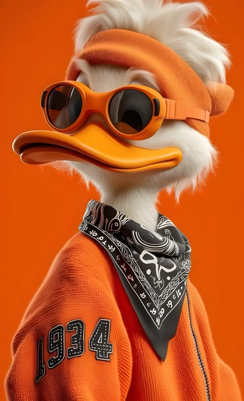 潮酷拟人鸭·复古街头风 墨镜头巾穿搭高人气手机壁纸