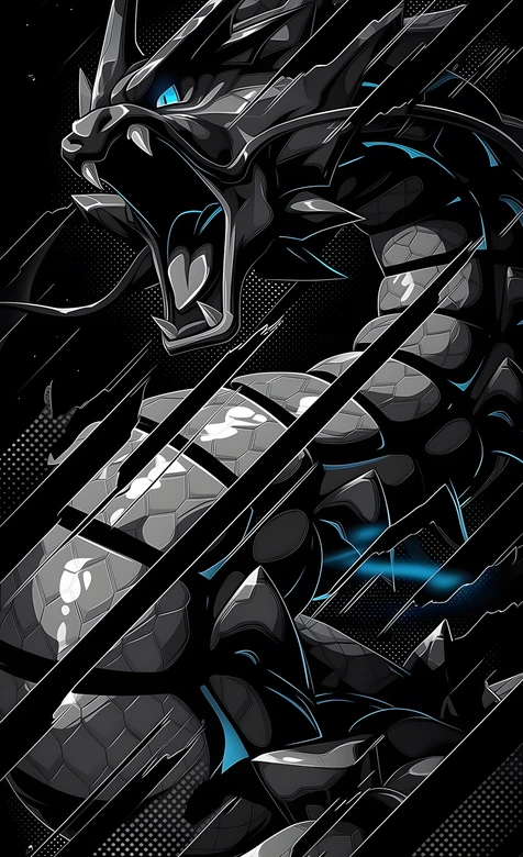 暗黑机械龙·蓝芒鳞甲 赛博宝可梦风壁纸