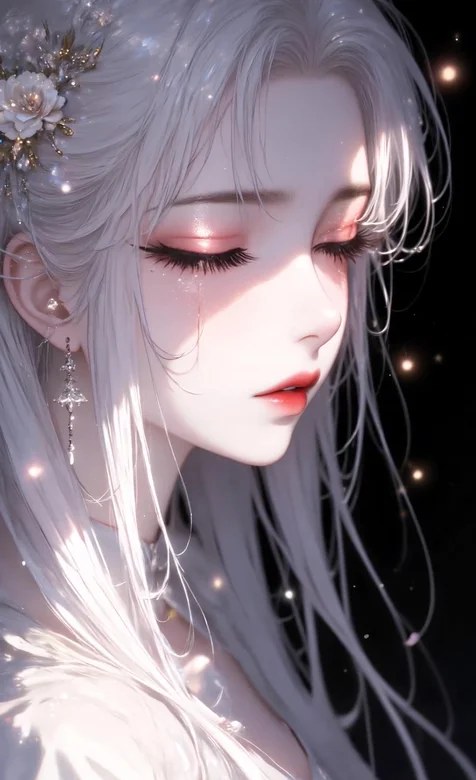 银发古风仙子·花饰星光 唯美梦幻插画动态壁纸