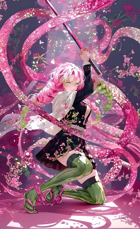 甘露寺蜜璃·花之呼吸 鬼灭之刃唯美二次元动漫壁纸 高人气动漫角色壁纸