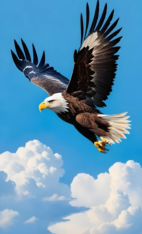 白头海雕·展翅翱翔 写实风 蓝天云海鹰类壁纸