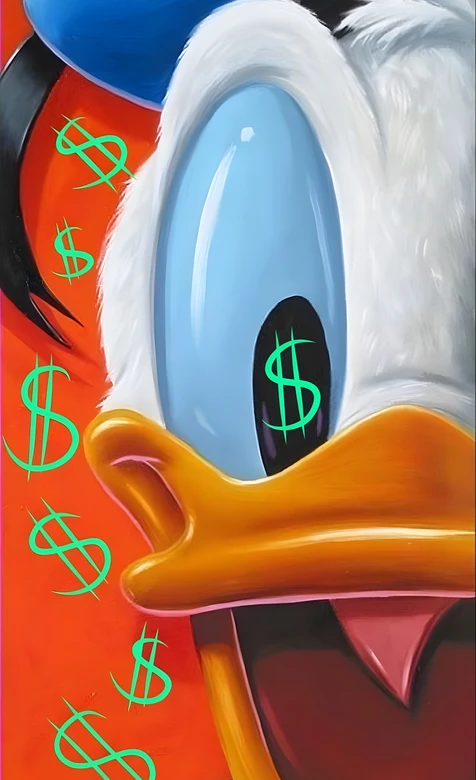 唐老鸭·美元符号眼 写实油画风迪士尼动漫热搜手机壁纸