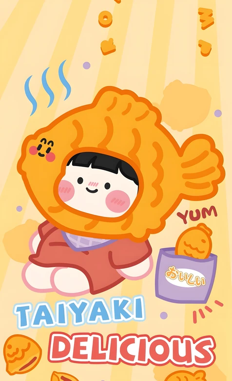 ROROJUMP鲷鱼烧拟人 日系治愈可爱美食手机壁纸