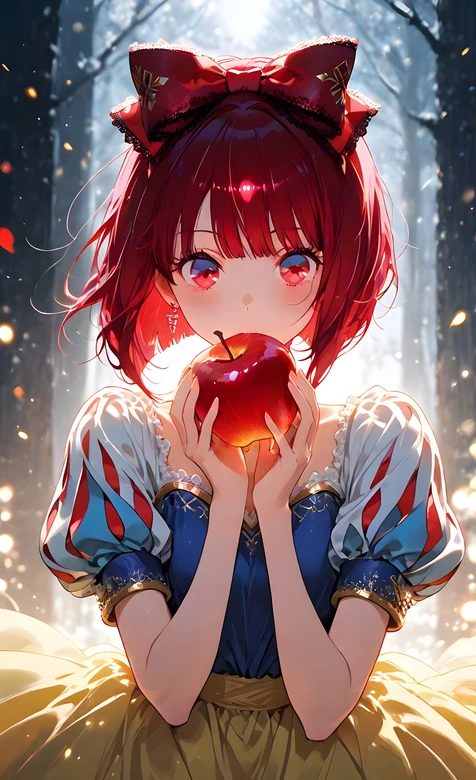 白雪公主同人红发少女抱红苹果 二次元唯美 热门手机壁纸