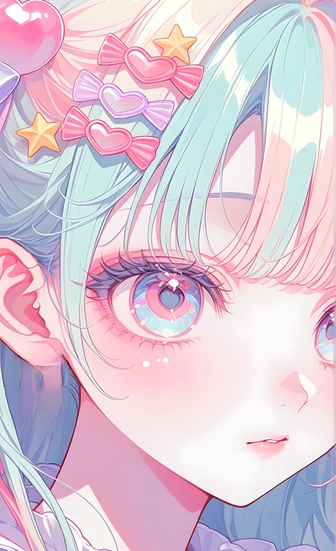 二次元美少女·马卡龙色系梦幻风·原创手绘 高人气萌系手机壁纸