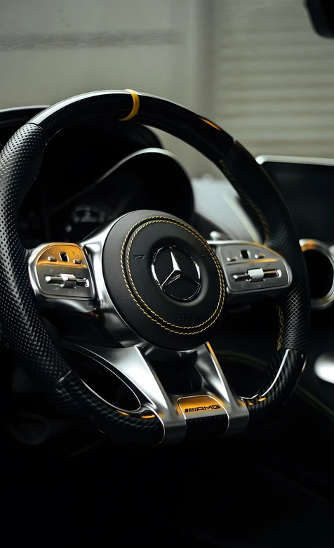 奔驰AMG方向盘·科技奢华风 汽车内饰高清壁纸