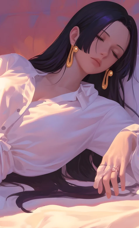 波雅·汉库克·慵懒休憩 唯美写实风海贼王同人手机壁纸