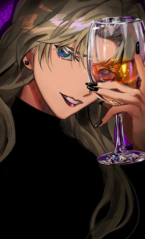 贝尔摩德·持酒杯魅惑笑 二次元暗黑动漫壁纸 高人气角色壁纸