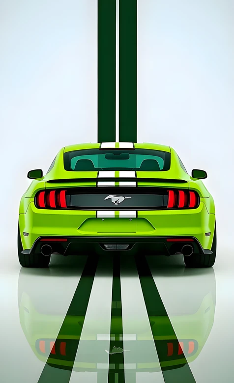 荧光绿福特野马跑车·简约条纹·超酷汽车手机壁纸