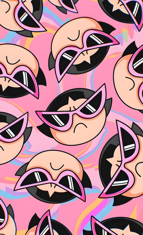 飞天小女警角色·潮流粉系国漫风 高人气卡通墨镜壁纸