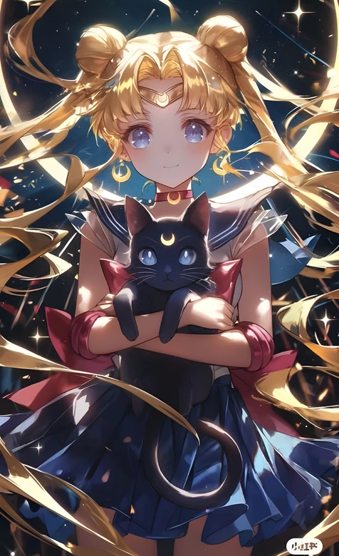 月野兔·抱露娜猫 二次元唯美风 美少女战士动漫高清壁纸