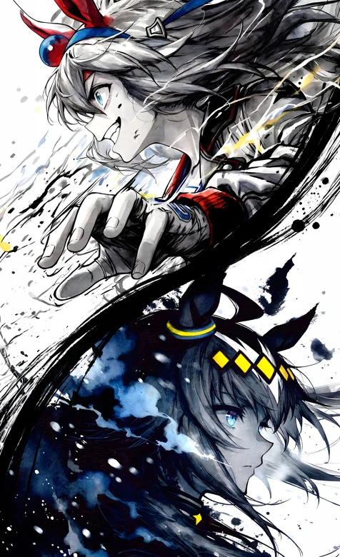 赛马娘东海帝皇&曼城茶座 水墨风高燃动漫手机壁纸