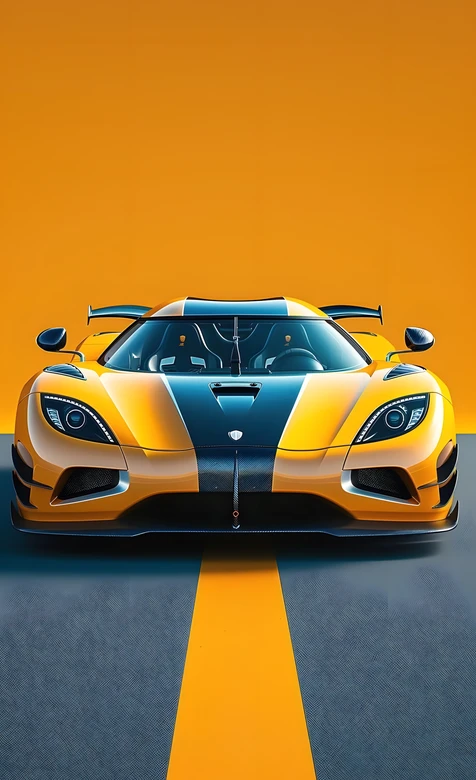 柯尼塞格超跑·黄黑撞色·炫酷写实 超跑手机壁纸