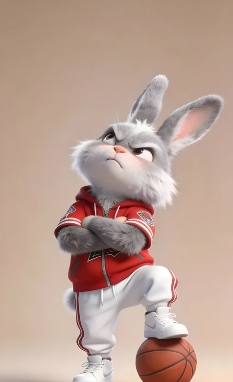 酷拽篮球兔·3D写实拟人风 潮酷运动装耐克鞋壁纸